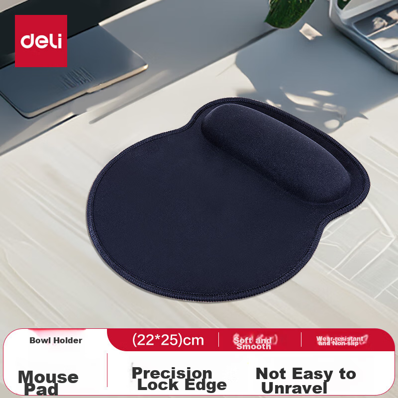 Deli Comfort Memory Foam Wrist Rest Mouse Pad, Office And Gaming Mouse Pad, Ergonomic Wrist Support, Anti-Slip Mouse Pad, Black 2225