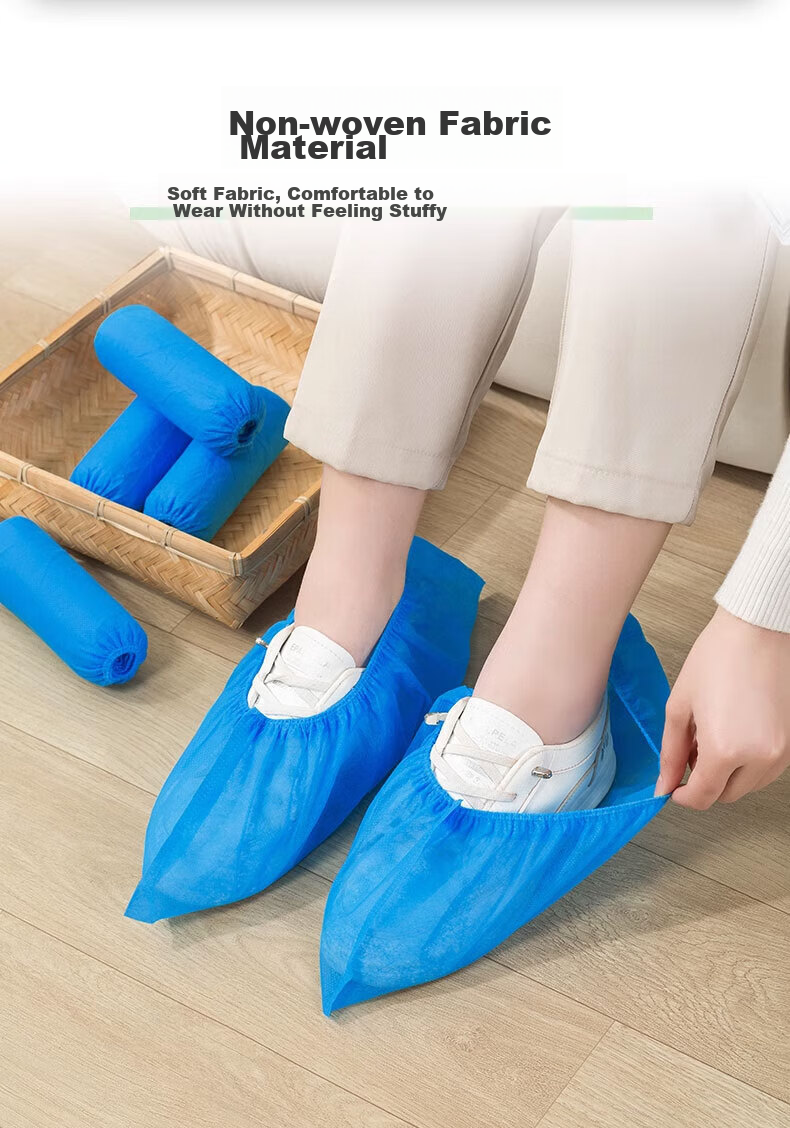 BWNK Disposable Shoe Covers, Non-Woven Fabric Shoe Covers [100 Pieces], Foot Covers, Thickened Breathable Enlarged Dust-Proof Non-Slip Wear-Resistant One Size Fits All 3