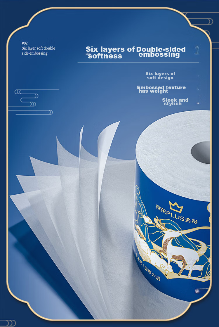 Lanpiao Core Roll Paper 5-Ply 130 Sheets * 10 Rolls Thickened Soft Toilet Tissue Household Commercial Toilet Paper Rolls 5