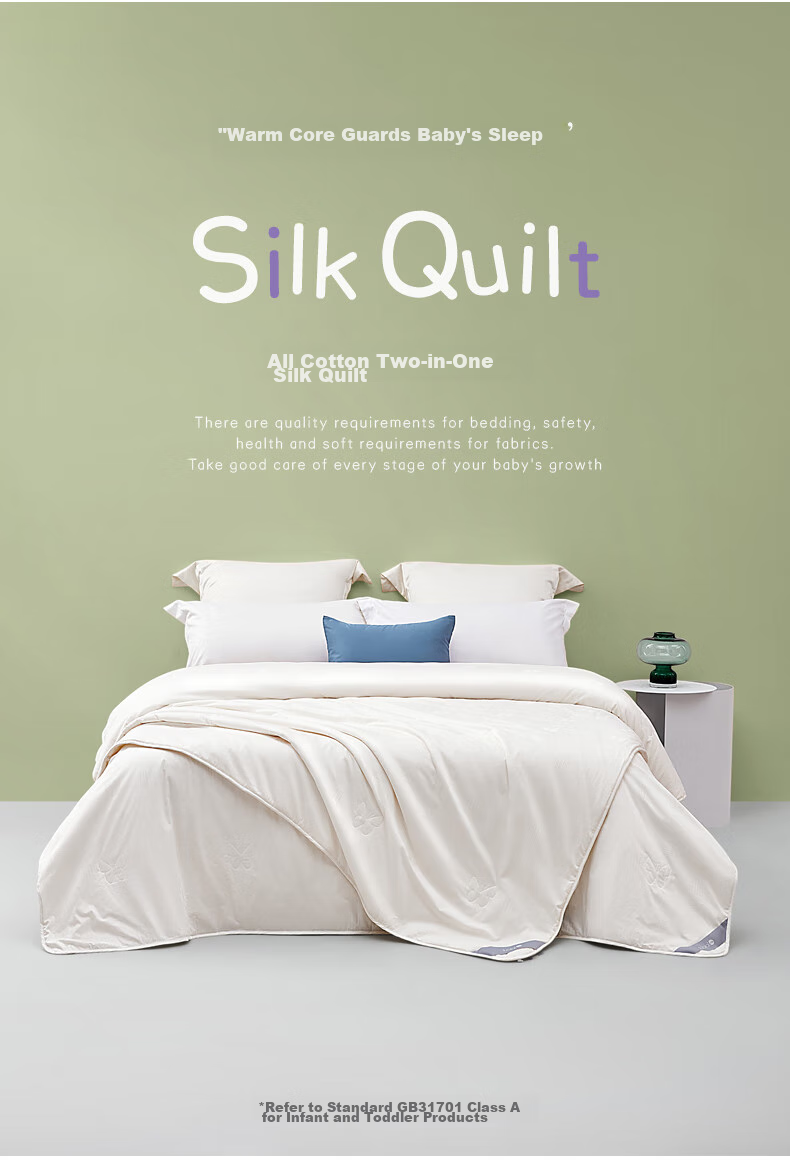 Luolaikids Silk Quilt, Maternal And Infant Class A Pure Cotton Silk Double-Sided Comforter, Kindergarten Single Bed Quilt Insert 150*215 2