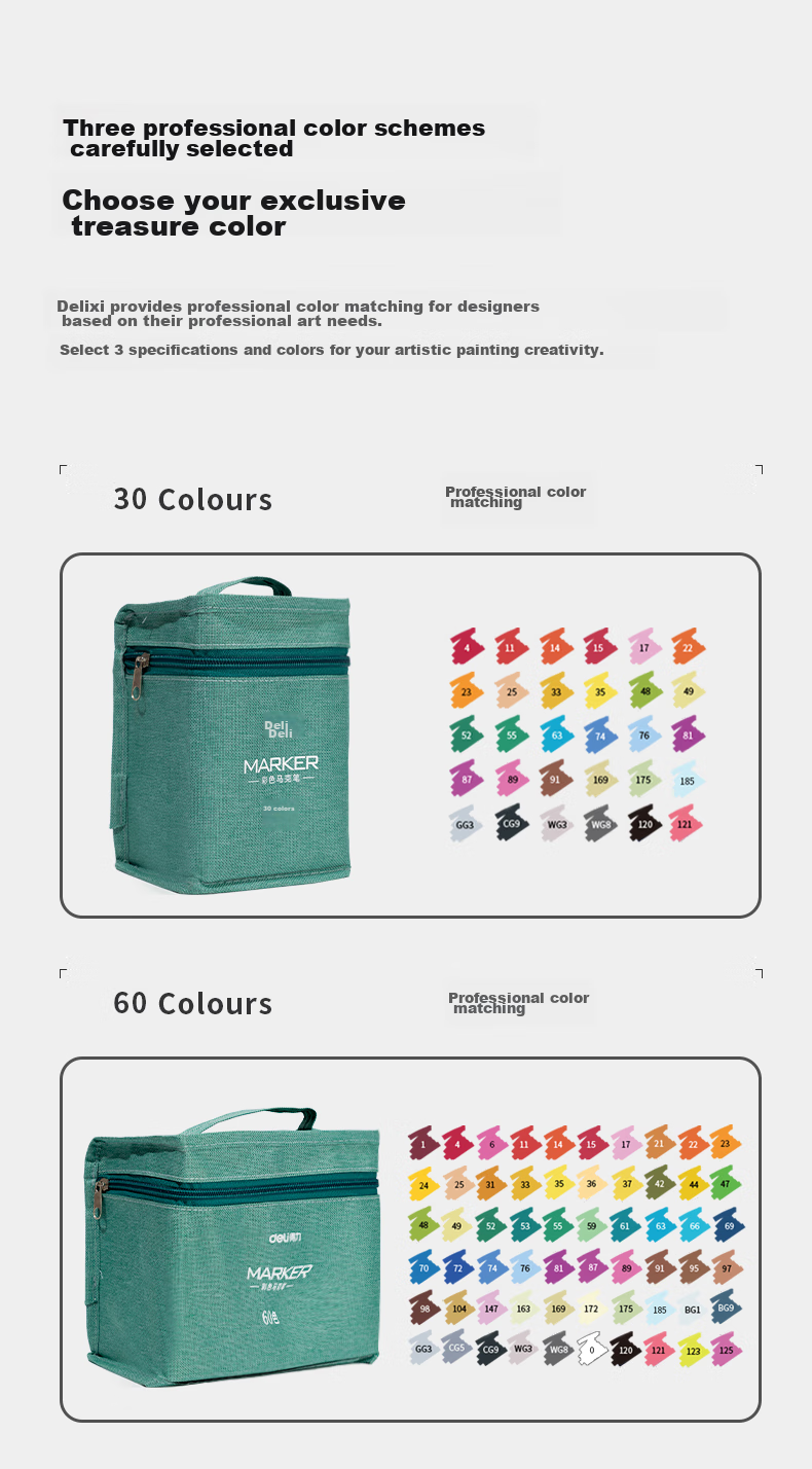 Deli [Back to School Stationery] 30-Color Dual-Tip Quick-Drying Alcohol Markers, Black Cloth Bag Packaging, Student Watercolor Pens, Art Colored Pencils, Drawing Hand-Drawn Tree Graffiti Birthday Gift, Beauty Educatio 20