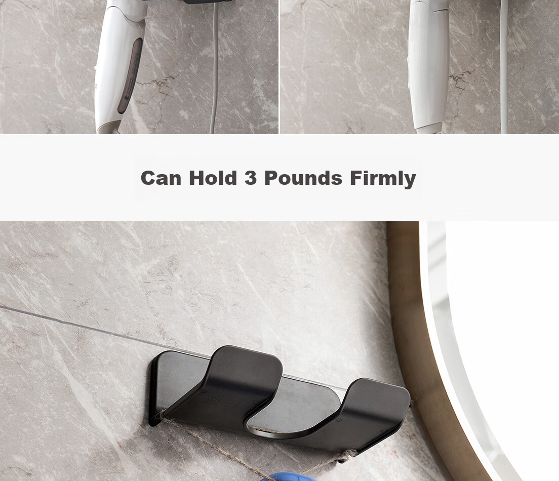 Lanjiaoluo Hair Dryer Holder, Bathroom Electric Fan Fixed Stand, Dailaisenfen Wall-Mounted Bathroom No-Drilling Hairdryer 3