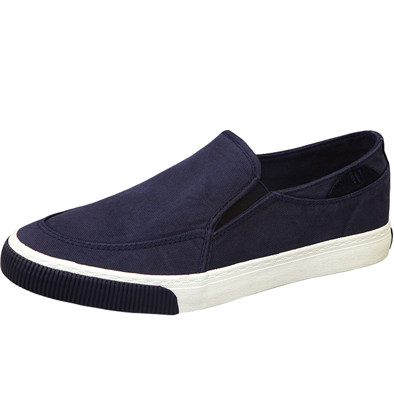 Warrior Canvas Shoes, Men's Slip-On Casual Sneakers, Student Wear-Resistant Breathable Sports Shoes, WXY-966, Navy Blue, Size 41