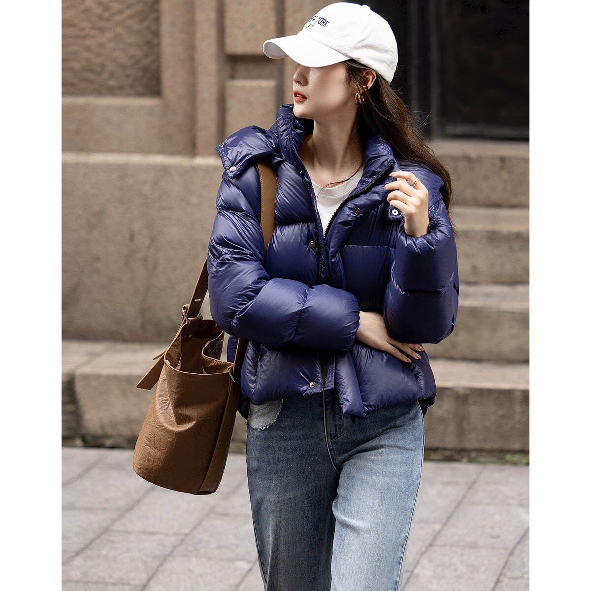 Dme [Detachable Sleeves] Winter Lightweight High Warmth 90% Duck Down Stylish Front Short Back Long Women's down Jacket