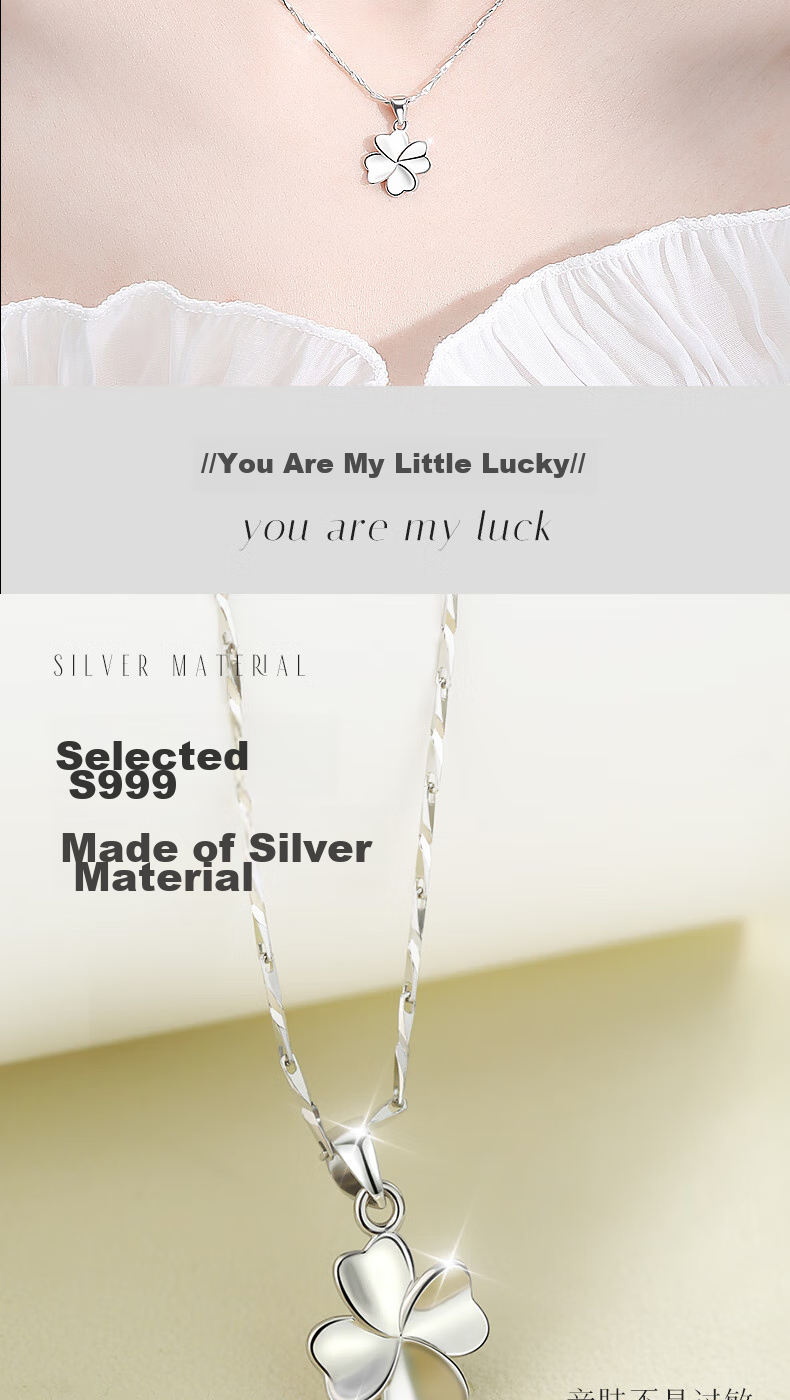 MANHE S999 Sterling Silver Four-Leaf Clover Necklace for Women, 2026 New Light Luxury High-End Birthday Gift for Girlfriend 3