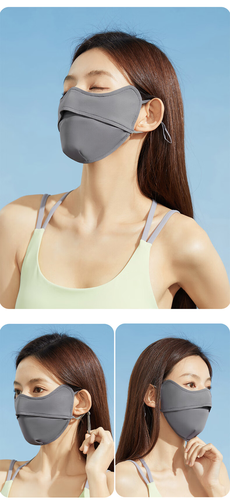DUSENNA Ice Silk Sun Protection Face Mask for Women, Cycling, Hiking, Summer UV Protection, Breathable, Full-Face Sun Shield 10