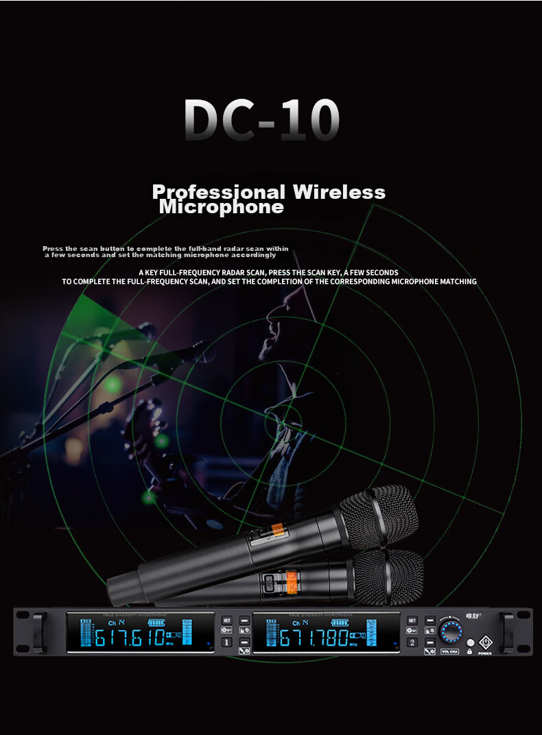 Weishu DC-10SH True Diversity Professional U-Segment Anti-Interference Wireless Handheld Microphone, One-To Microphone, 500-Meter Long-Range, for School Fields, Outdoor Performances, Weddings, And Hostings 11