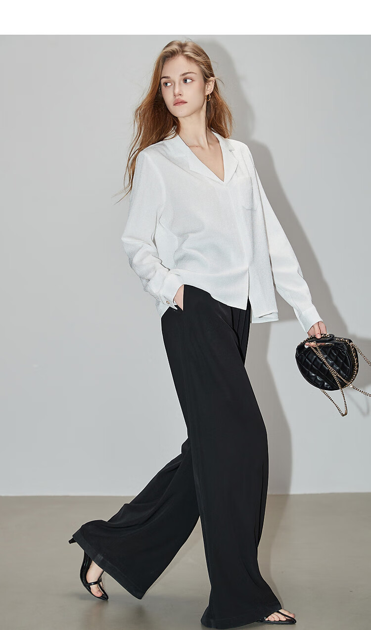 Dme [Low-Key, High-Quality Comfort] Spring And Autumn Suit Collar Long-Sleeve Shirt, Textured Jacquard Blouse, Women's Top 13