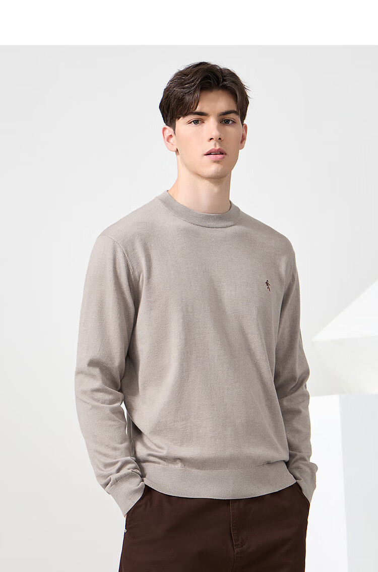 DANCING WOLVES 【Wool】 Autumn Winter Classic Men's Thermal Sweater Round Neck Long Sleeve 306 Brown Size 175 14