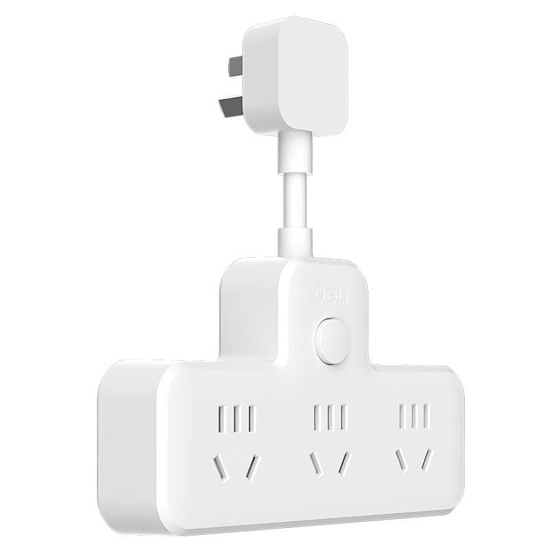 Deli Flexible Socket Adapter, Power Plug Converter, Triangular-Shaped Extension Socket/power Strip/outlet Strip/power Bar, One-To Adapter, Master Switch to Six LU5004