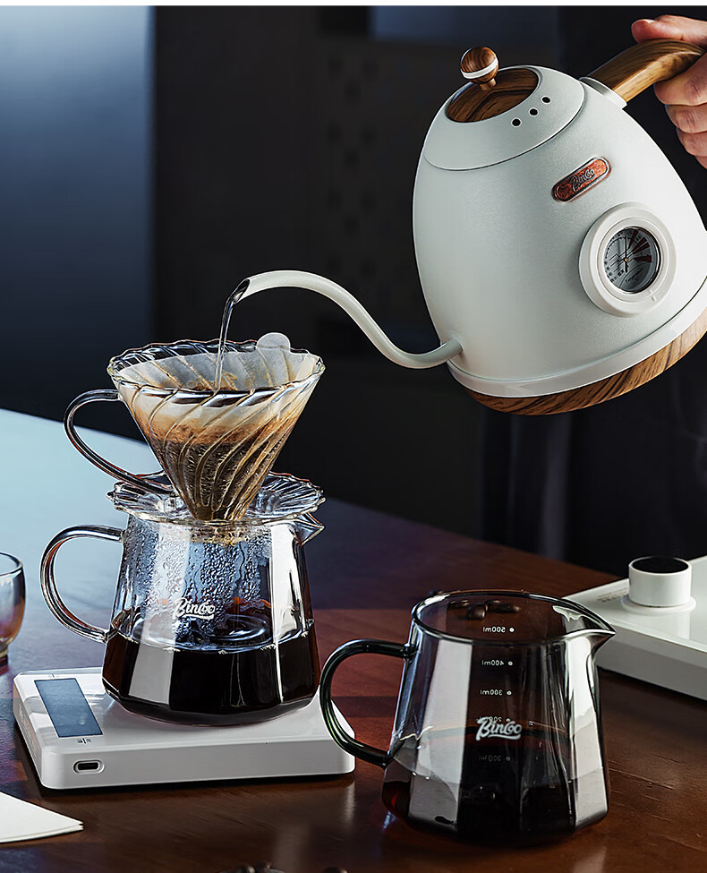 Bincoo Coffee Sharing Pot Glass Pour-Over Coffee Set with Scale V60 Dripper and Hanging Ear Coffee Cup 7
