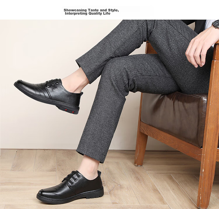 EGCHI Men's Leather Shoes, Business Casual Shoes, Top-Grain Cowhide Slip-On Driving Shoes, C8833, Black, Size 43 25