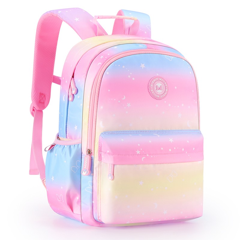 Disney Elementary School Backpack for Boys And Girls Grades 3-6, Water-Resistant, Antibacterial, Lightweight Schoolbag SM11913 Pink