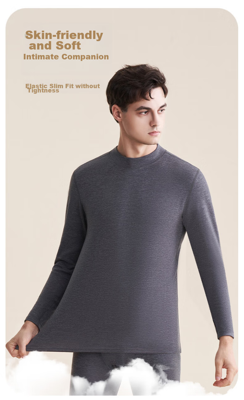 LangSha Men's Wool And Silk Blend Sweater [2026 Autumn/Winter New Arrival], Base Layer, Warm Top, 7A Antibacterial, Fleece-Lined, Heat-Generating 10
