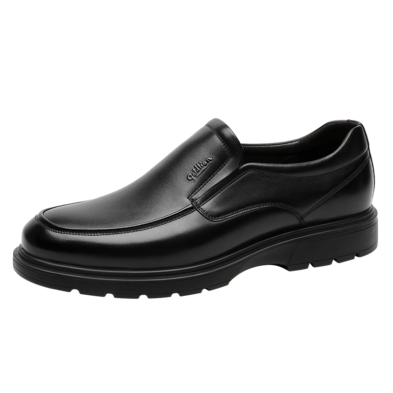 Goldlion Men's Shoes, Urban Fashion Simple Business Casual Shoes, Comfortable Slip-On Loafers, 59623040101A, Black, Size 41