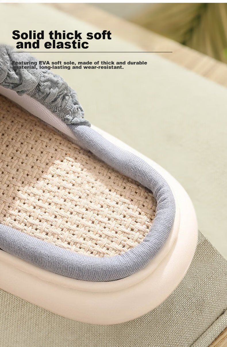 Langsha Linen Slippers for Women, Outdoor Wear, Internet Celebrity Style, 2023 Home Thick-Soled Versatile Non-Slip Cute Household Cotton And Linen Slippers for Wome 2