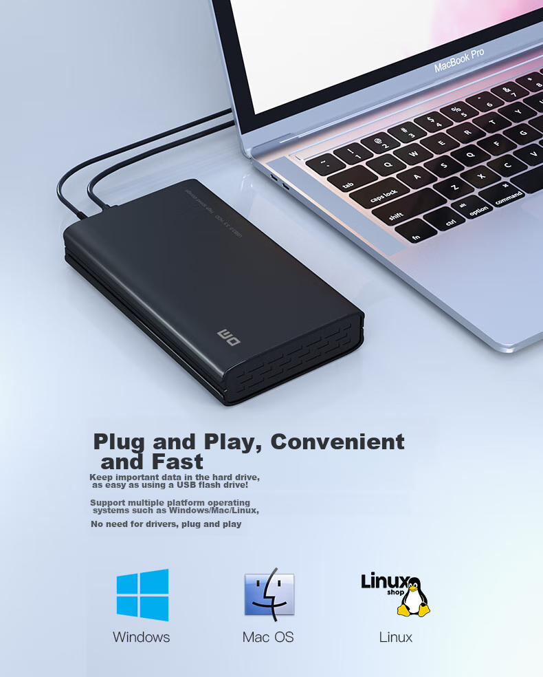 DM External Hard Drive Enclosure, 3.5-Inch HD035, USB3.0 SATA3 Serial Port, Laptop Desktop Computer External SSD And HDD Enclosure 8