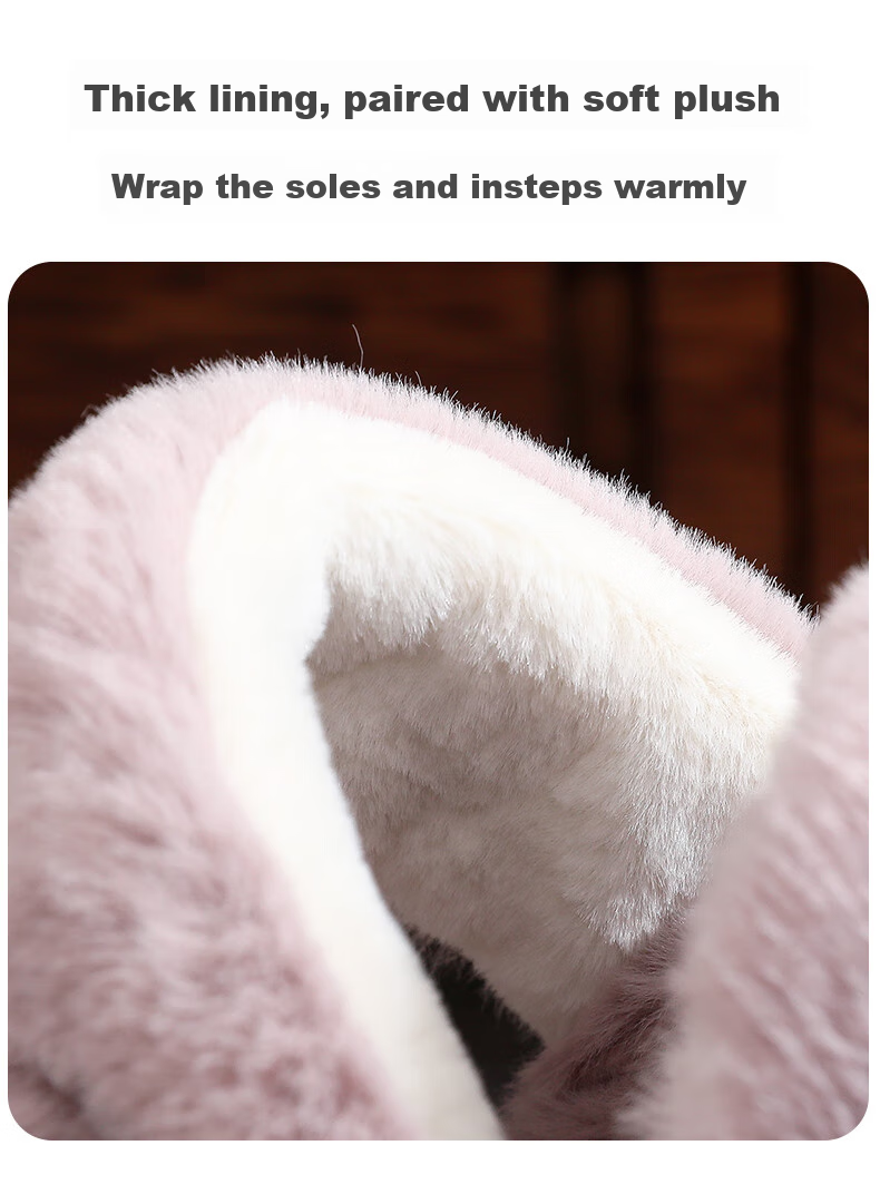 GUOLUOFEI Couple's Cotton Slippers, All-Season Autumn Home Plush Fleece-Lined Warm Soft-Soled Cotton Shoes for Men And Women, Iron Gray, Size 43-44 4