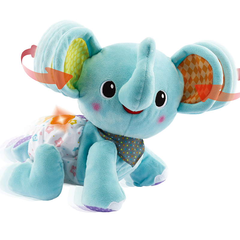 VTech Baby Toy Crawling Elephant Plush Doll, Infant Fitness Crawling, Newborn Children's Birthday Gift for Boys And Girls
