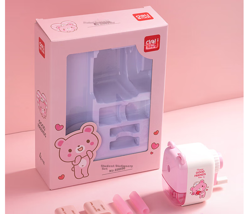 Deli Mengyi Series Student Stationery Gift Box Set for Grades 1-2, Including Pencil, Eraser, Pencil Sharpener, Grip Holder, Exam Supplies, Back-To Essentials, Birthday Gifts for Boys And Girls, 17 Pieces 4