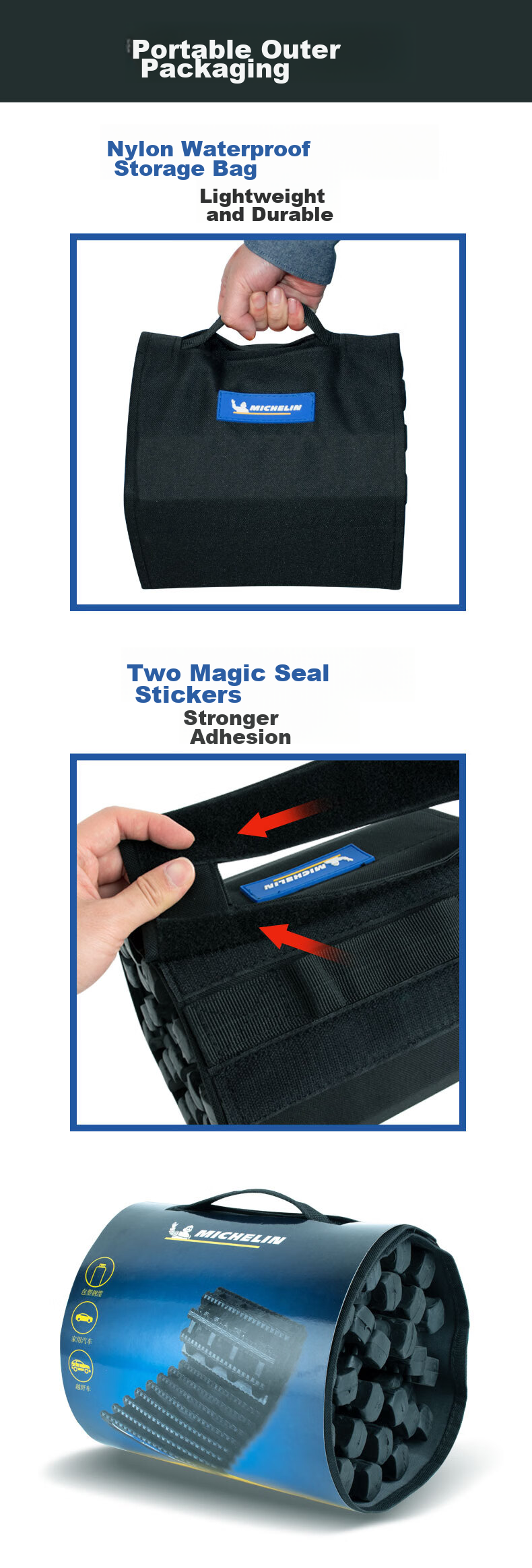 MICHELIN Car Warning Triangle Reflective Folding Parking Safety Emergency Rescue Sign Suitable for Li Auto I9 8