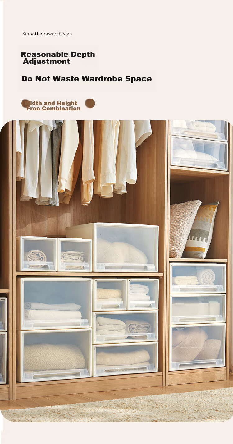 TENMA Plastic Clothes And Quilt Drawer Storage Box, 42 Liters, Transparent Drawer Box, Organizer Container, Set of 2 6