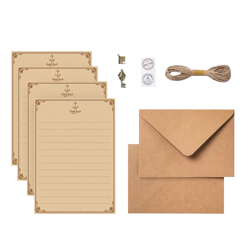 Shiluode Simple Gold-Stamped Confession Envelope Set, A5 Letter Paper Set, Instagram-Style High-End Romantic Handwritten Love Letter Set with 2 Envelopes And 4 Sheets of Paper