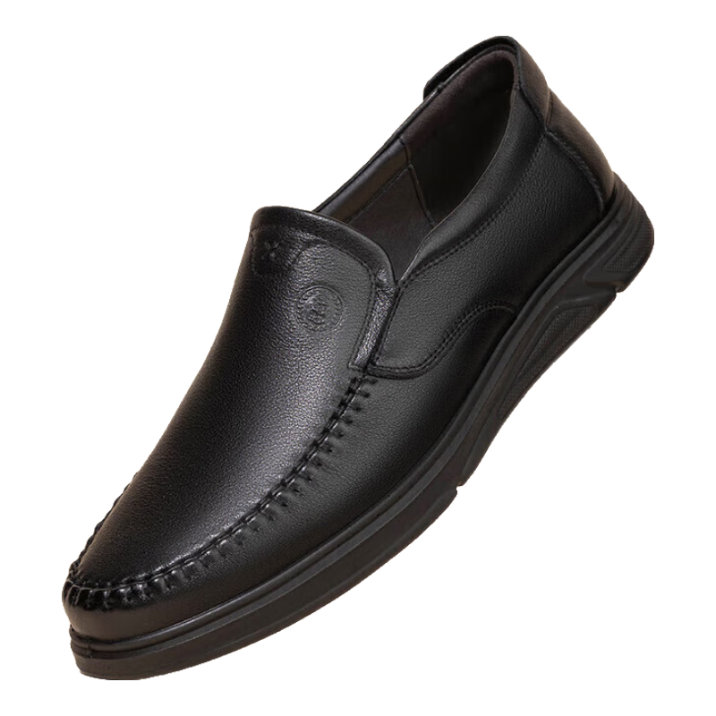 LAORENTOU Men's Formal Business Shoes, Top-Grain Leather Casual Slip-On Driving Dad Shoes LA11079 Black 42