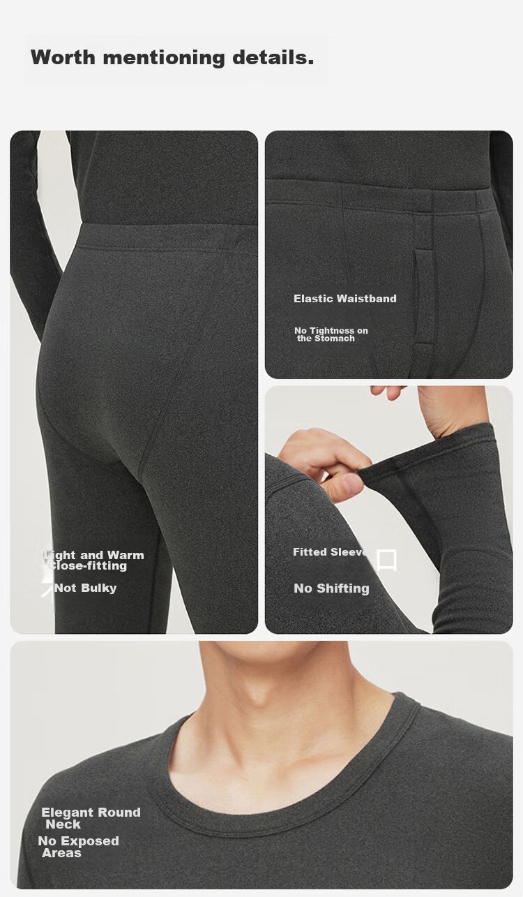 Nanjiren Wool Blend Silk Thermal Underwear for Women, Fleece-Lined Autumn Top And Pants Base Layer Set L 14