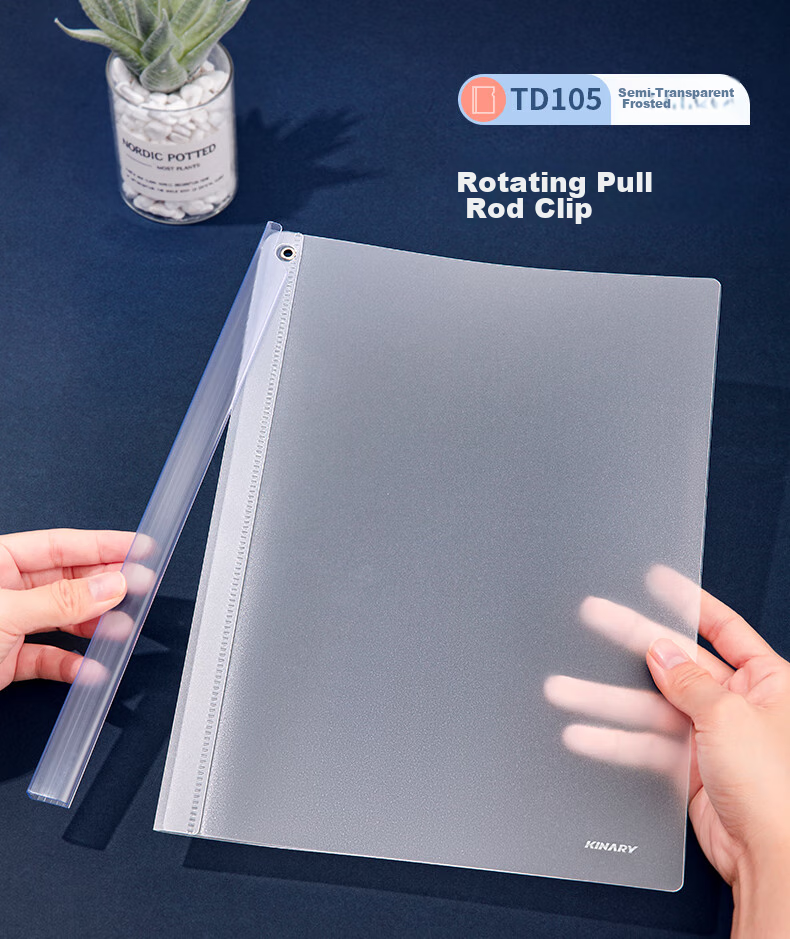 Jindeli 5 Pieces 7mm Pull-Tab Report Folder A4 Mirror-Finish Twill Frosted Board Rotating Pull Rod Folder File Folder Document Folder Conference Folder Student Exam Paper Collection Folder TD104 3