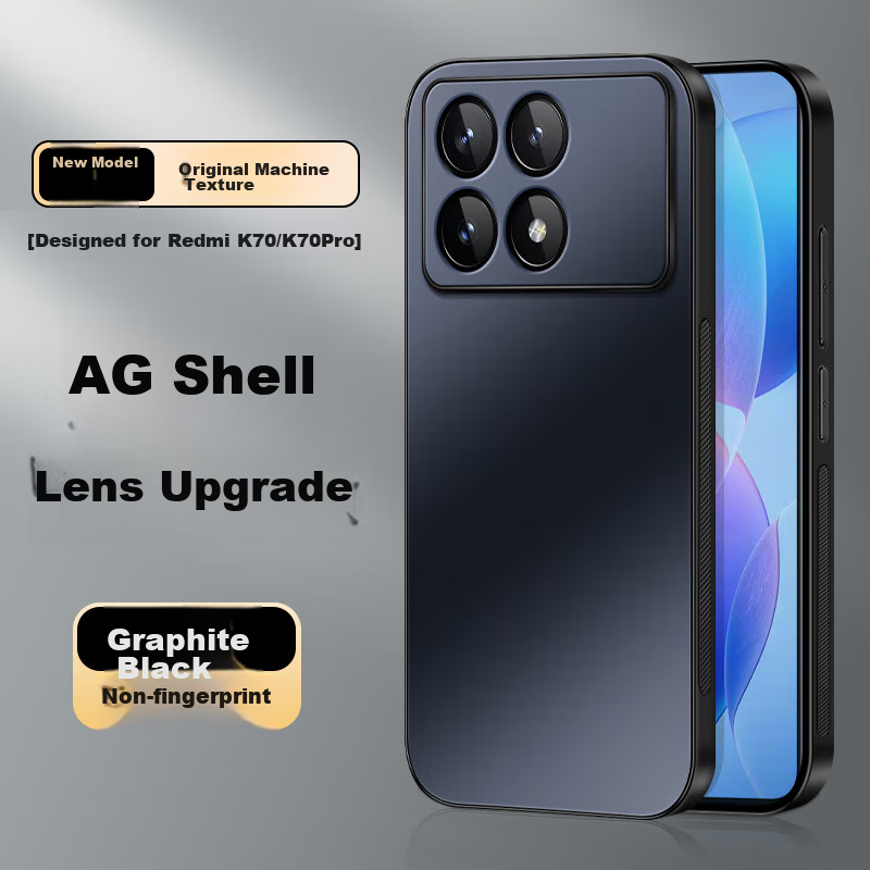 Shangsu Compatible with Redmi K70 Phone Case, Xiaomi K70 Pro Protective Cover, AG Frosted Lens Full Protection Soft Shell, Shockproof, Redmi Simple Business Style for Women And Men, Outer Case, Graphite Black