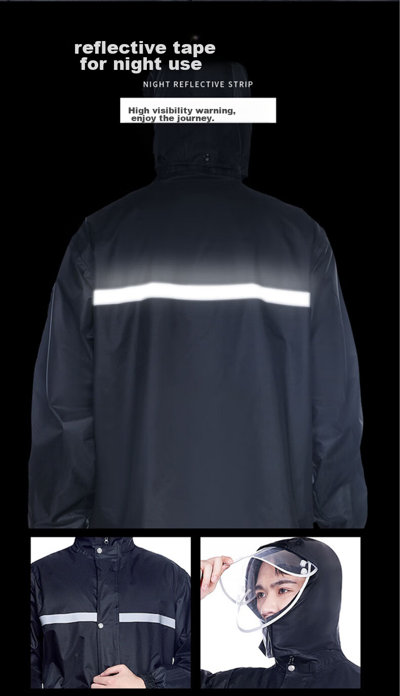 Dipuer Raincoat for Food Delivery Riders, Heavy Rain Protection, Electric Bike Adult Two-Piece Raincoat, Motorcycle Suit, Suitable for Both Men And Wome 6