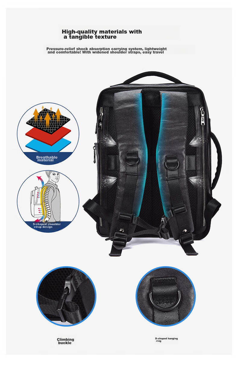 Hush Puppies Men's Backpack, Business Leather Backpack with Large Capacity, 15.6-Inch Laptop Bag for Travel, Gift 7