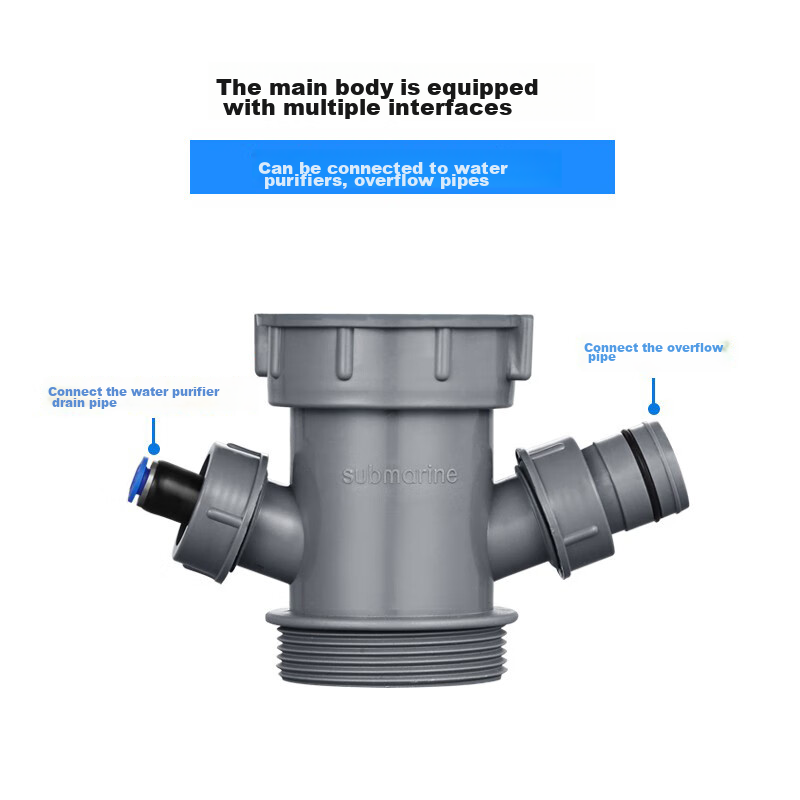 Submarine CSQ-1C Kitchen Sink Drain Pipe, Single Bowl Sink Anti-Odor Drain Pipe, ABS Material, Extended to 95 Cm