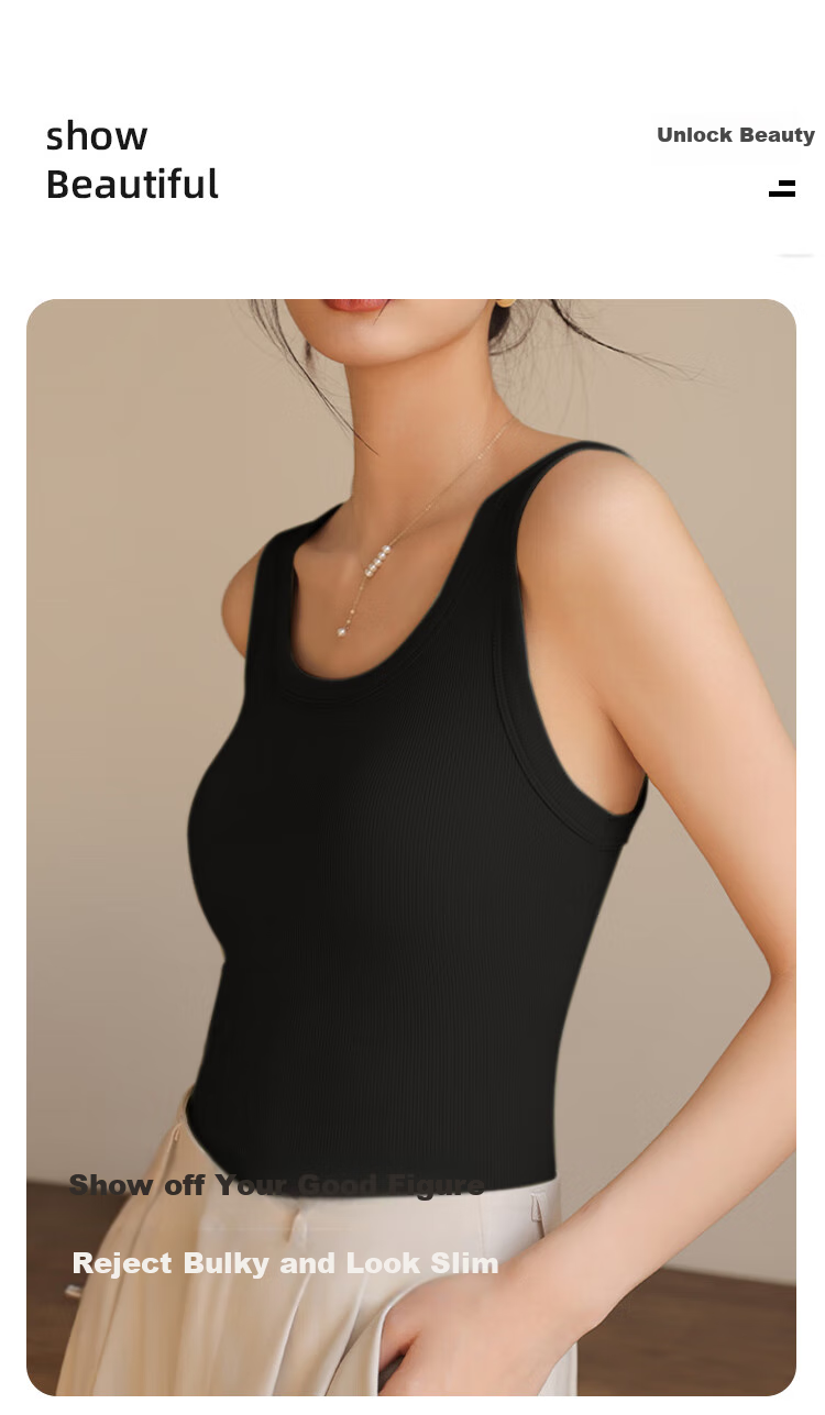 Dushiliren Women's Vest, Slim-Fit for All Seasons, Inner Wear for Suits, Seamless, Can Be Worn As Outerwear, Round Neck, Sleeveless Top, White, Size L 5