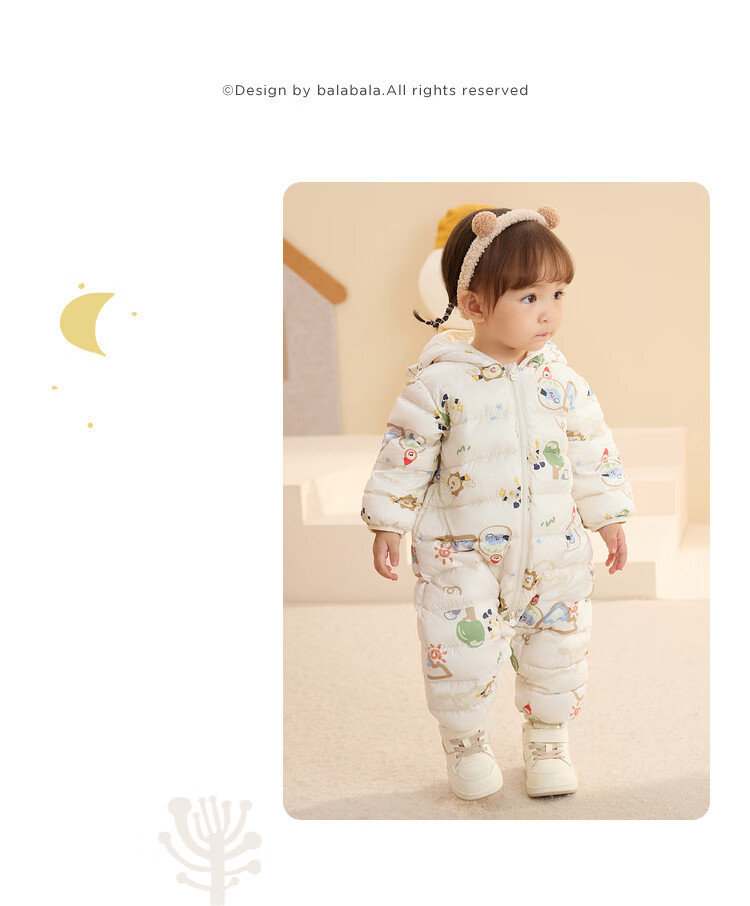 BALABALA Baby Down Jacket Infant Lightweight One-piece Romper Bodysuit Toddler Winter Clothes Boys Girls Cute Cartoon 22