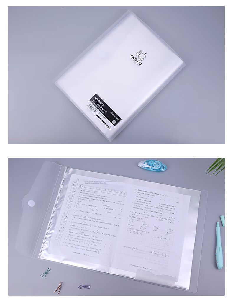 Bailiwen B3232 Transparent White A3 Student Exam Paper Storage Folder, 20 Pages Folded Loose-Leaf Document Folder, Sheet Music Storage Folder, Certificate Collection Folder, Prenatal Report Storage Folder 8