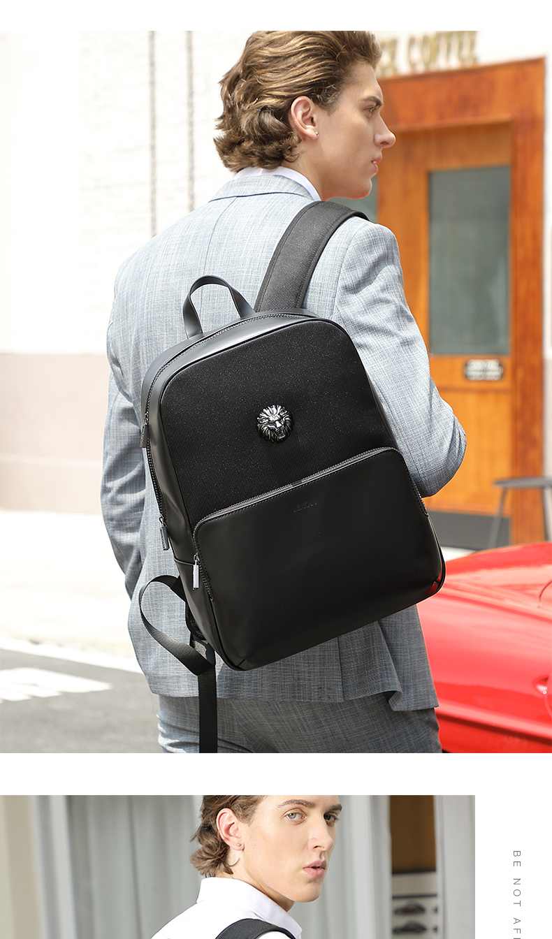 LEXON Backpack, 14-Inch Laptop Bag for Men, Genuine Leather Commuter Backpack, Limited Edition Blue Travel Bookbag 3