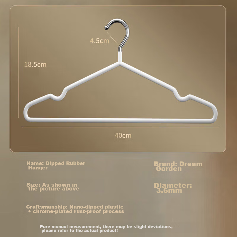 MENGTING Plastic-Coated Hangers, Non-Slip And Seamless Dipped Coat Hangers, Adult Clothes Hangers for Laundry, 30 Pieces, White