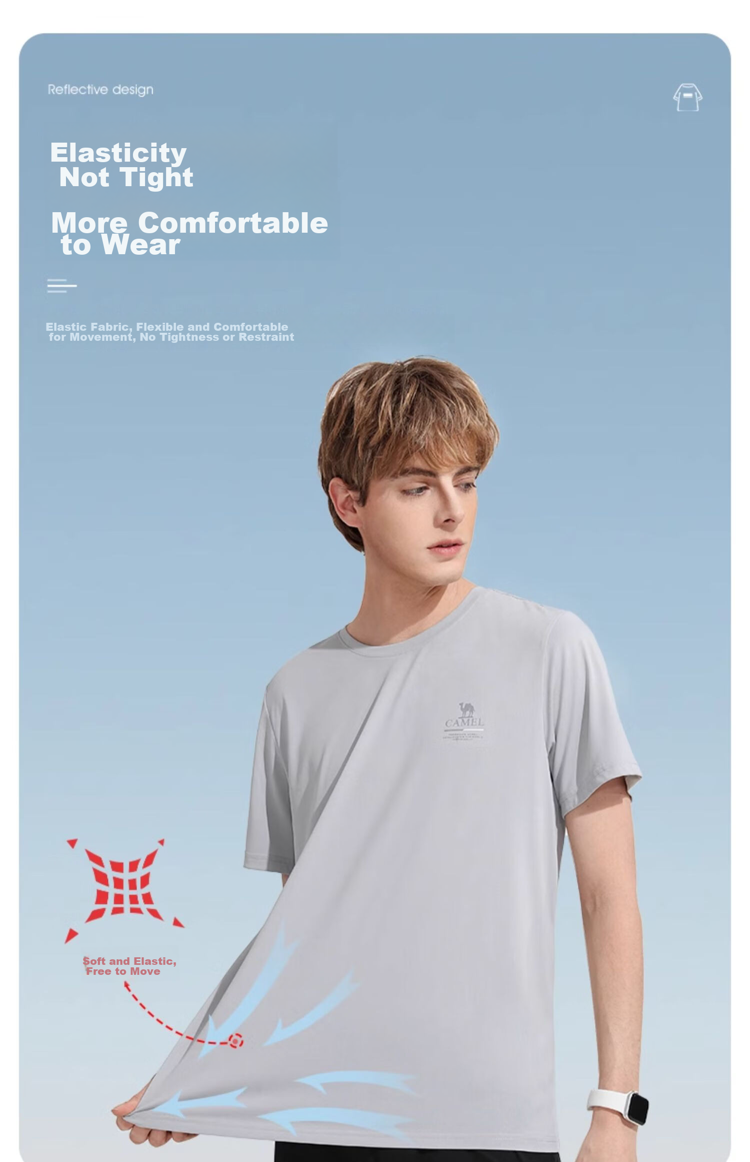 CAMEL Outdoor Quick-Dry T-Shirt, Spring And Summer Honeycomb Mesh Breathable Top, Couple's Sports Round Neck Short Sleeve A14BZ00079 4