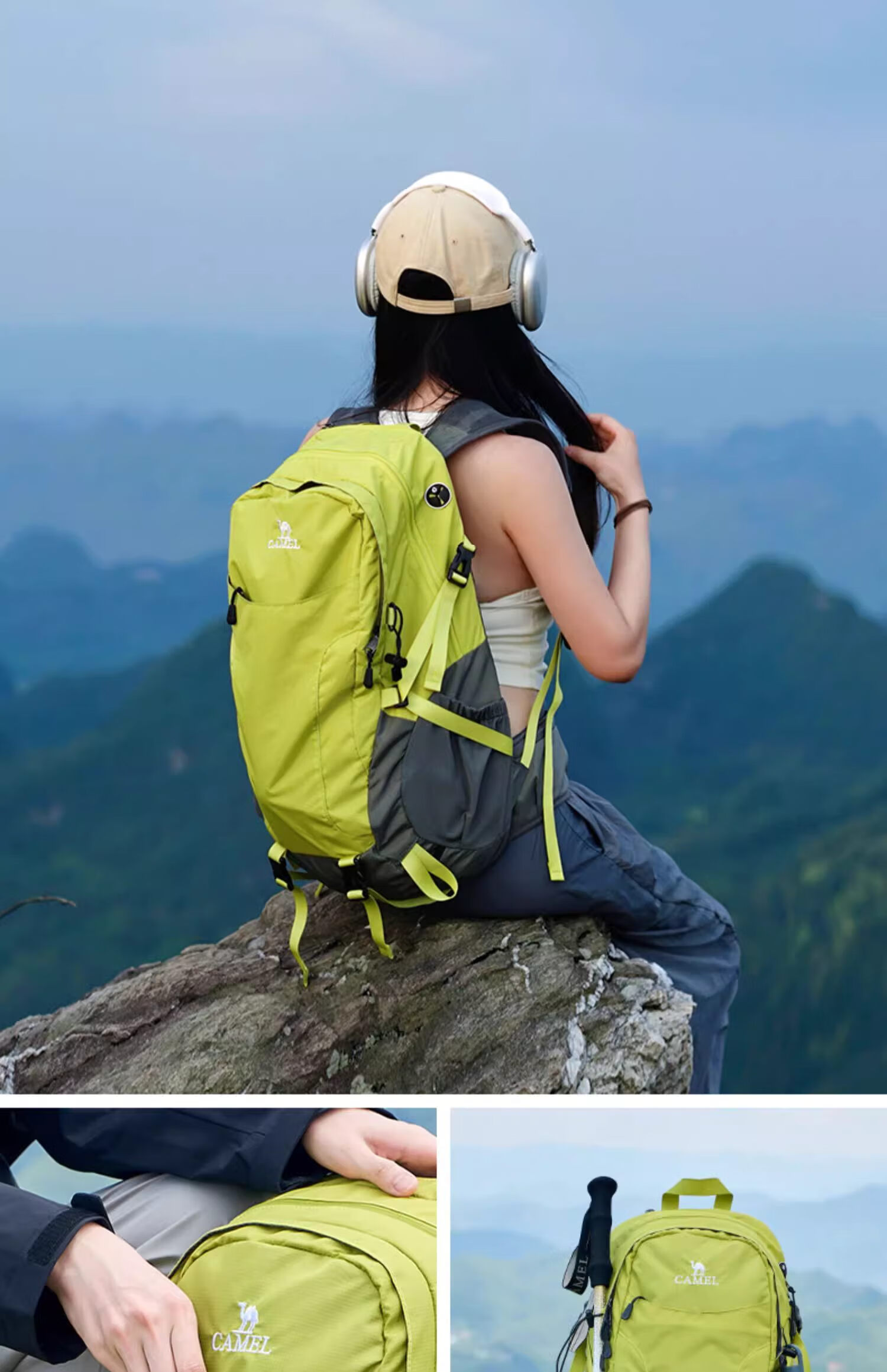 CAMEL Outdoor Hiking Backpack, Professional Trekking Waterproof Travel Water-Resistant Lightweight Rucksack, Double Shoulder Bag, 574D789643 7