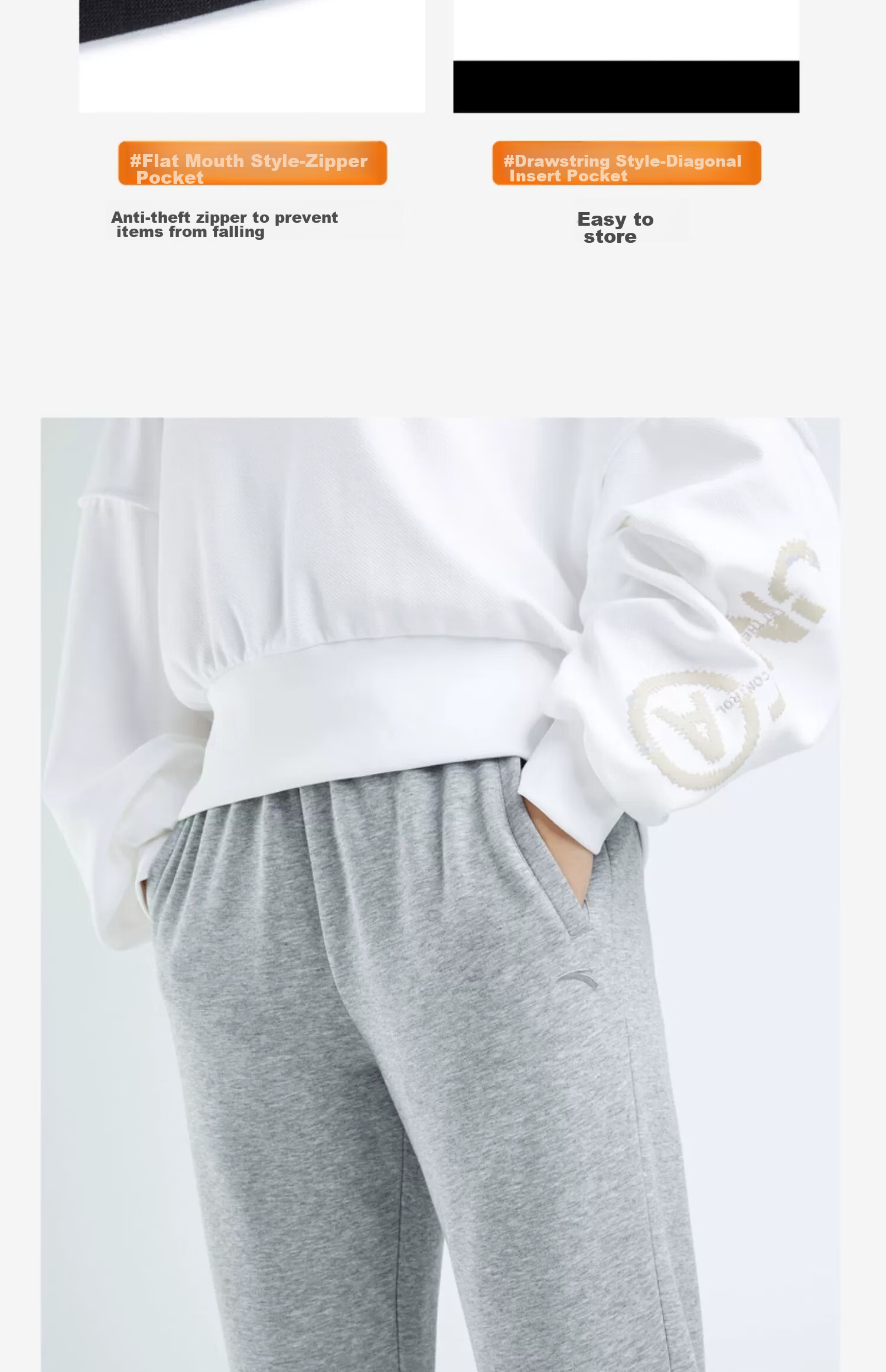 Anta Fleece Lined Jogger Pants | Knitted Women's Sports Trousers Winter New Fleece Warm Casual Elastic Cuff Sweatpants 30