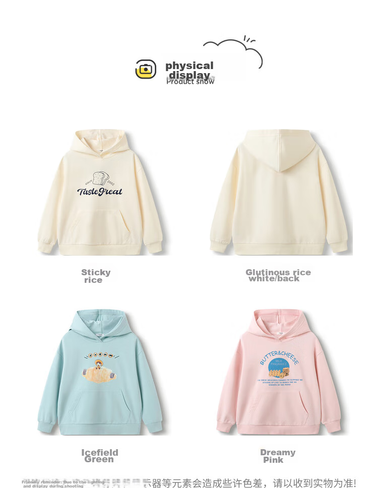 BALABALA Girls' Sweatshirt Spring 2024 Collection, Hooded Top for Older Children, Long-Sleeve Fashion Simple Trendy Style 208124121003 10