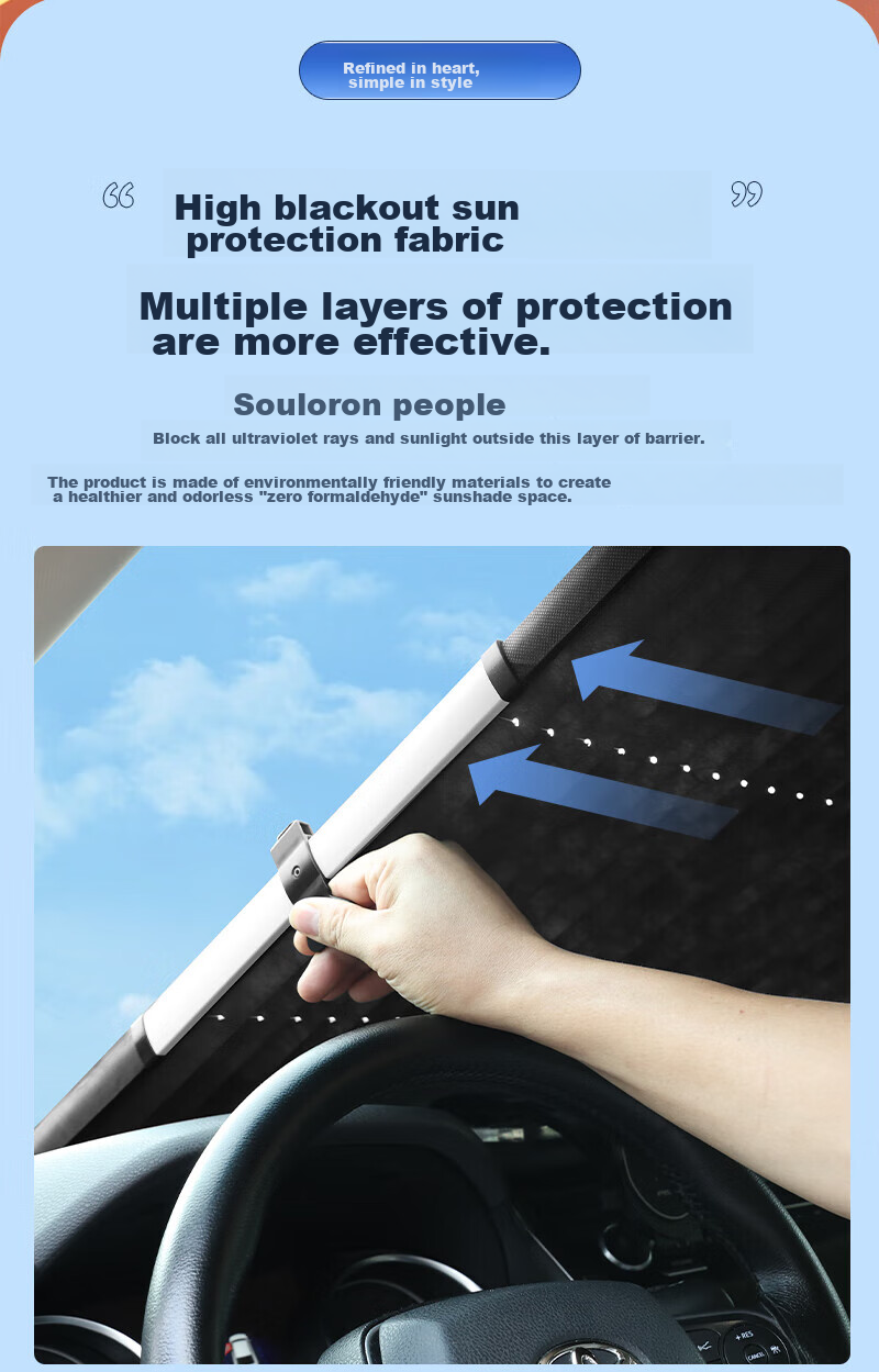 Huashi Car Sunshade, Front Windshield Automatic Retractable Suction Cup Type, Specialized Car Sunshade, Windshield Sunshade And Heat Insulatio 4