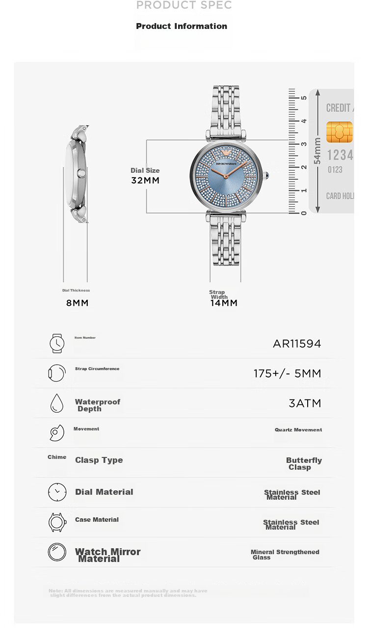EMPORIO ARMANI Women's Starry Sky Series Quartz Fashion Wristwatch, Birthday Gift for Girlfriend, AR11594 3
