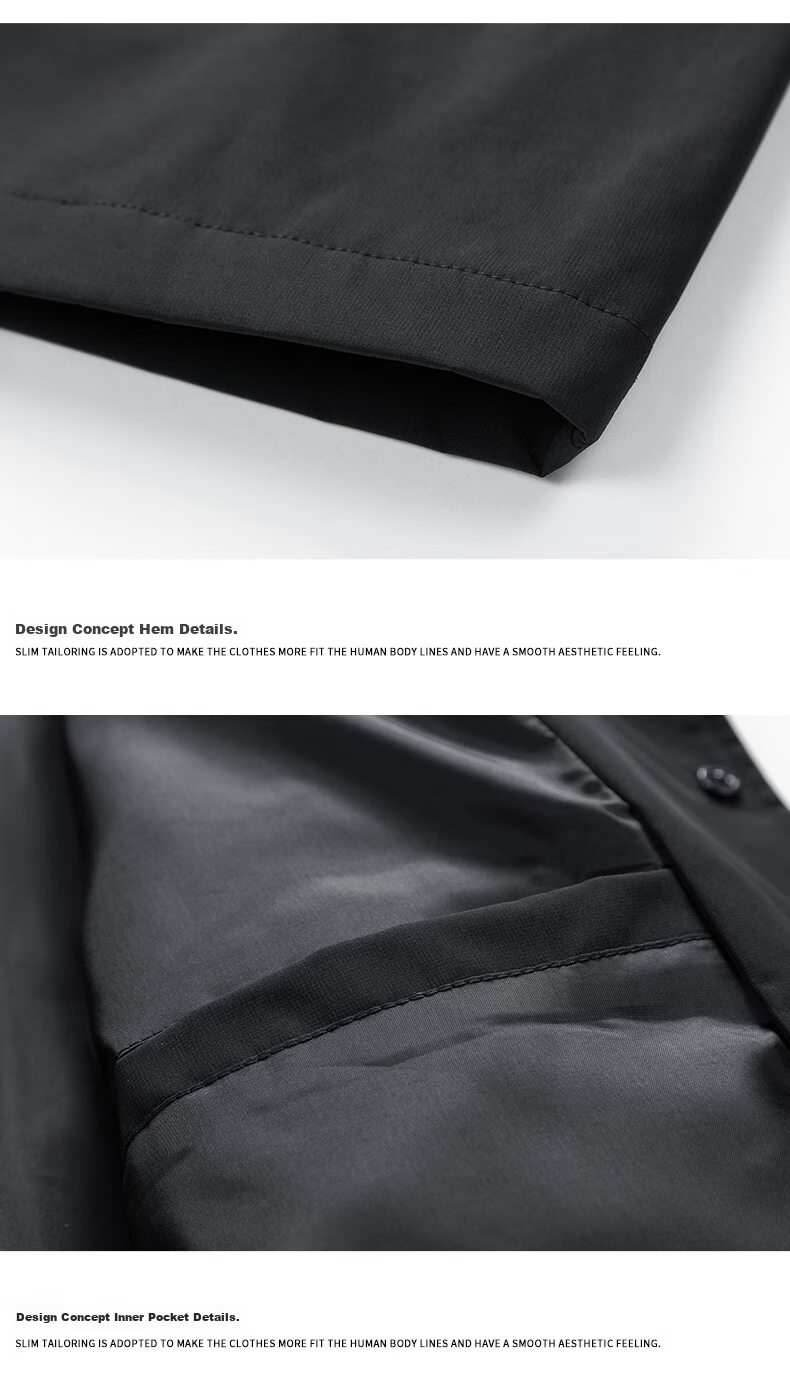 Dingfengbaoluo Lapel Jacket for Men, Spring Windproof Lightweight Coat, Loose Versatile Baseball Shirt Top DFM12 Black 2XL 17