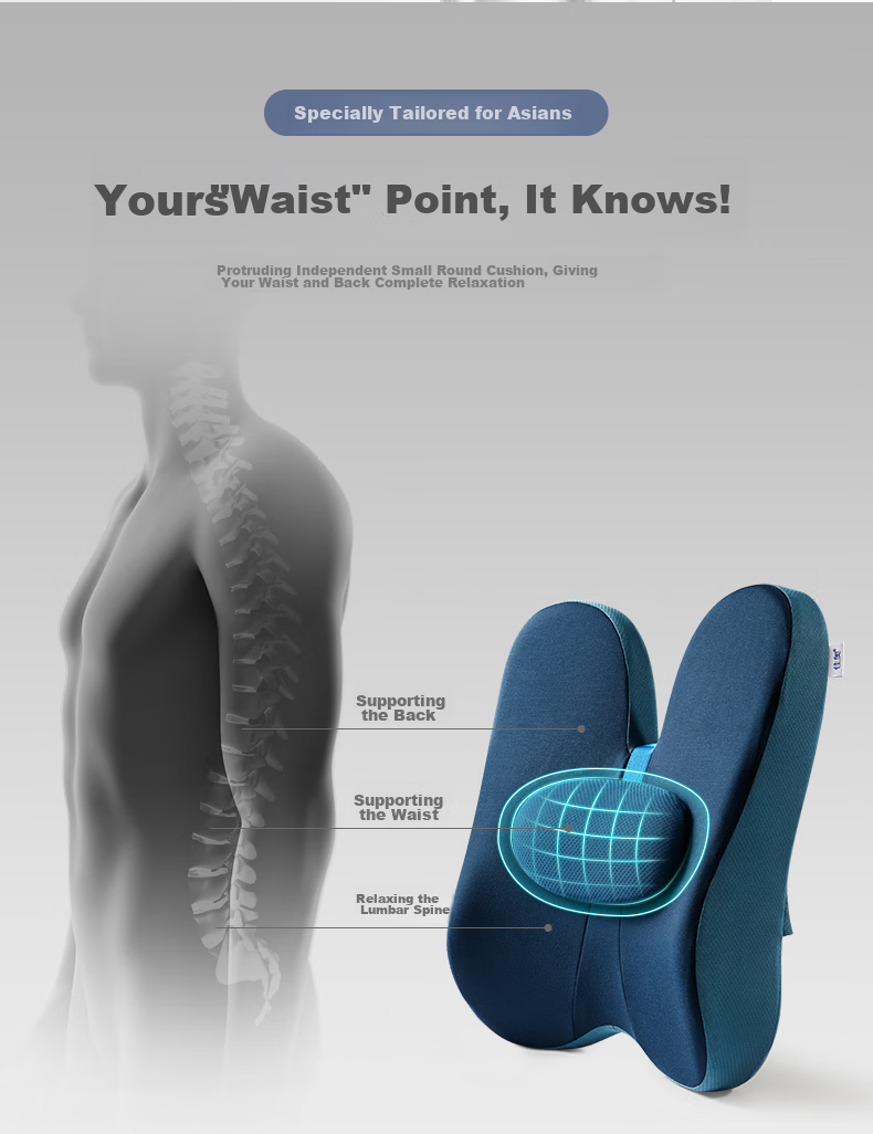 JAGO Seat Cushion And Backrest Set, Office Lumbar Support, Memory Foam Waist Pad, Hemorrhoids Cushion, Chair Seat Pad 3