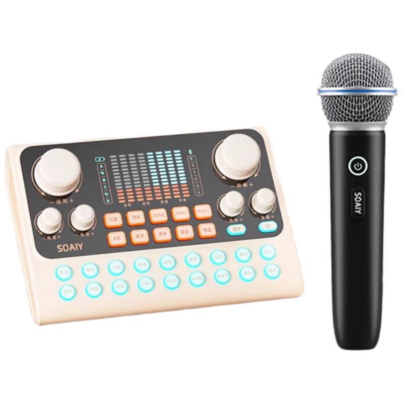 Soaiy S6-SC6 Live Streaming Kit Sound Card Bluetooth Headphones Microphone Outdoor TikTok Influencer Singing Recording KTV Microphone for Home Mobile Phone and Computer