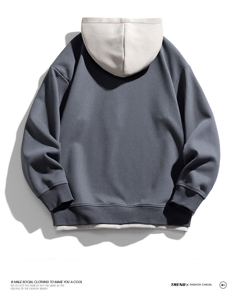NASA MARVEL Sweatshirt for Men, Spring And Autumn Long-Sleeve T-Shirt, Hooded Faux Two-Piece Trendy Loose Casual Oversized Menswear, White, Size L 11