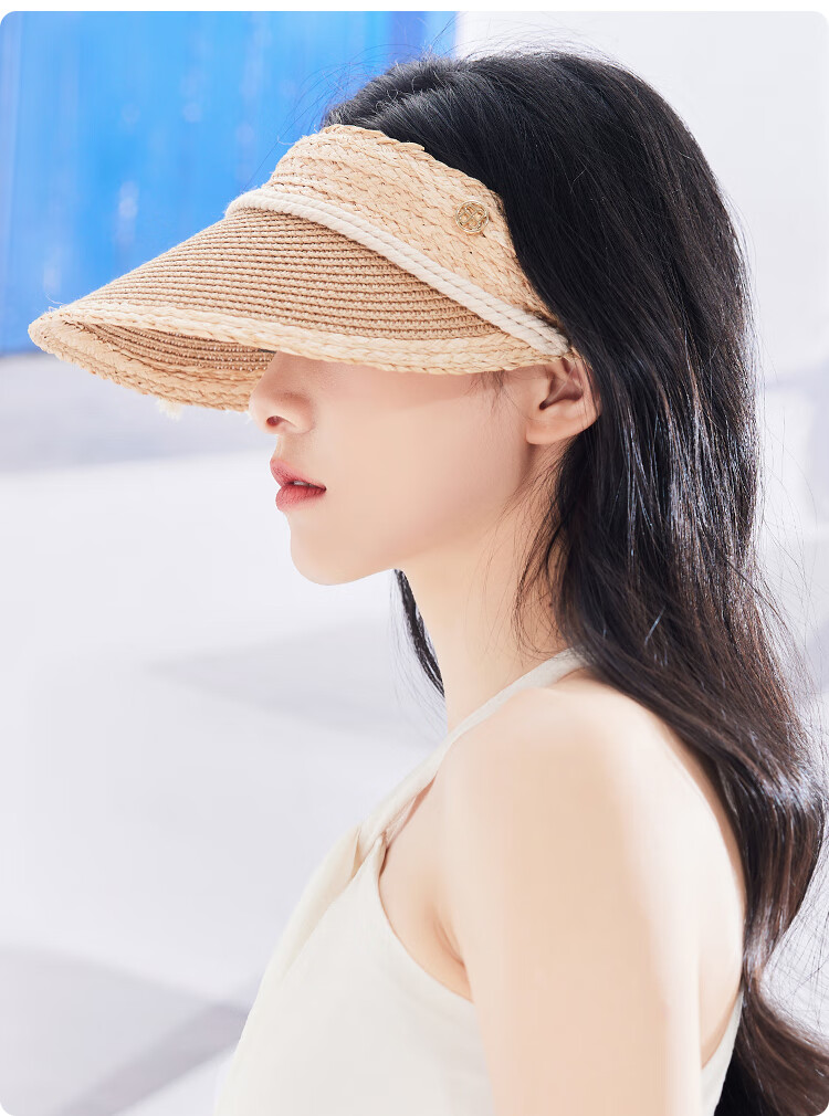 JIUMU Women's Sun Hat, Visor Cap, Straw Hat, Cool Hat, Summer Outdoor Face-Covering Hat for Women CW137 9